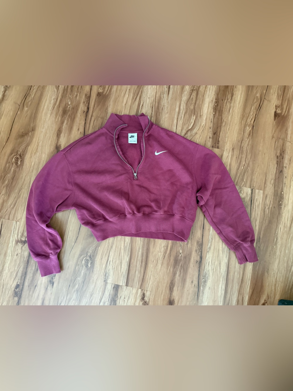 Nike Dusty Rose Quarter-Zip Sweatshirt with White Swoosh